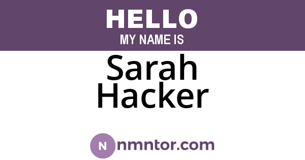 Sarah Hacker