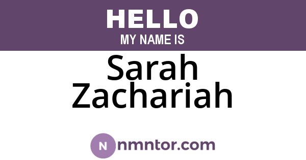 Sarah Zachariah