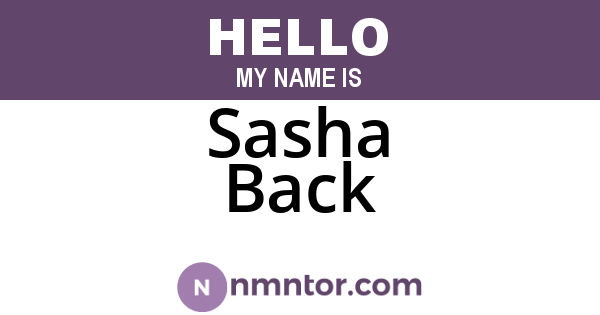 Sasha Back