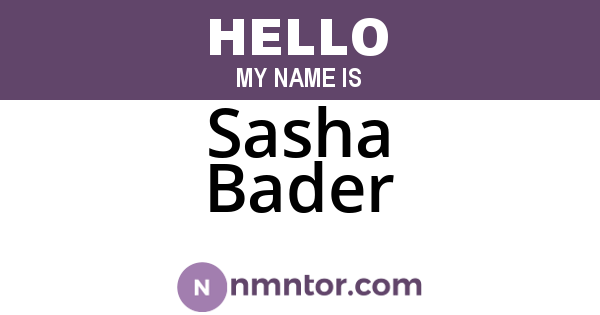 Sasha Bader