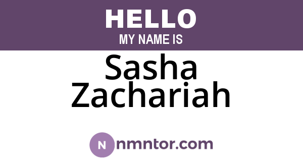 Sasha Zachariah