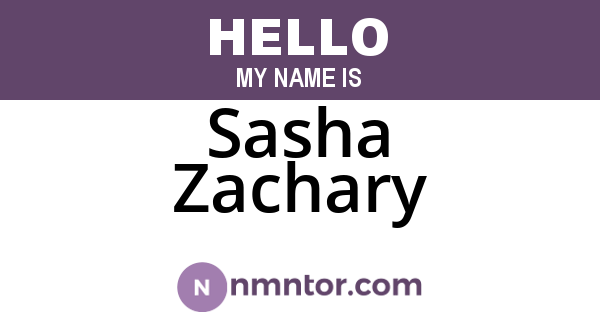 Sasha Zachary