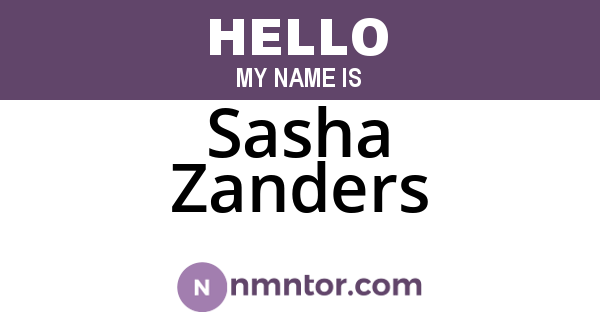 Sasha Zanders