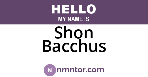 Shon Bacchus