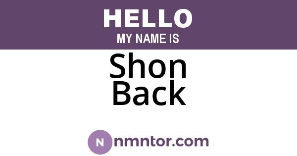 Shon Back
