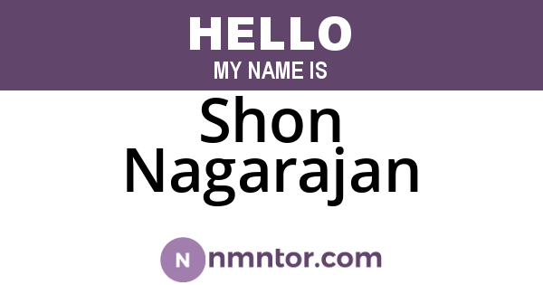 Shon Nagarajan