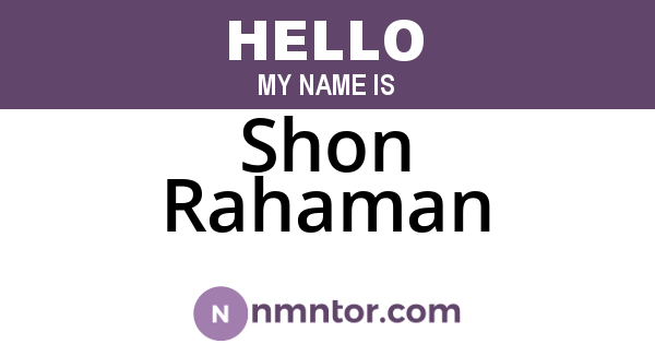 Shon Rahaman