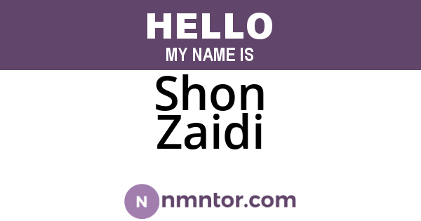 Shon Zaidi