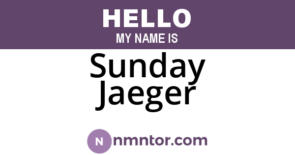 Sunday Jaeger