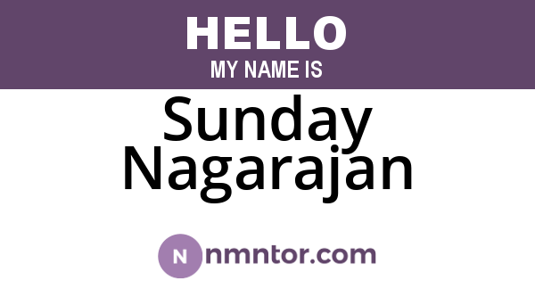 Sunday Nagarajan