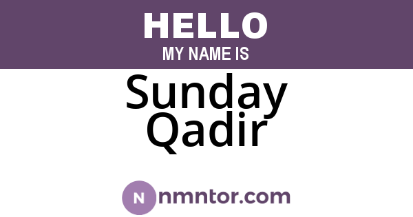 Sunday Qadir