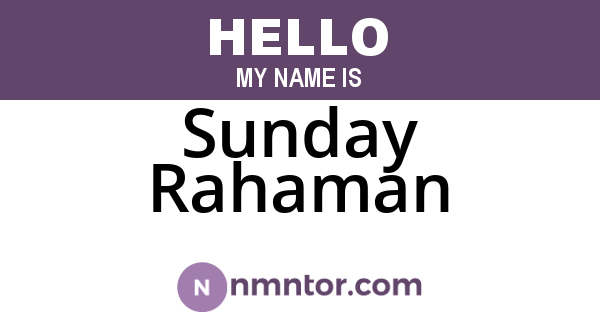 Sunday Rahaman
