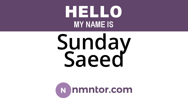 Sunday Saeed