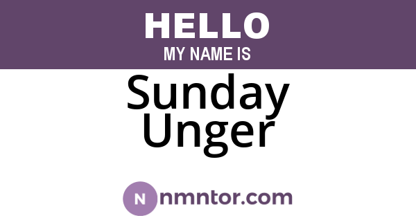 Sunday Unger