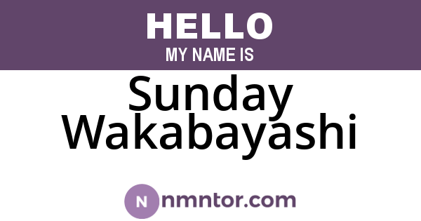 Sunday Wakabayashi