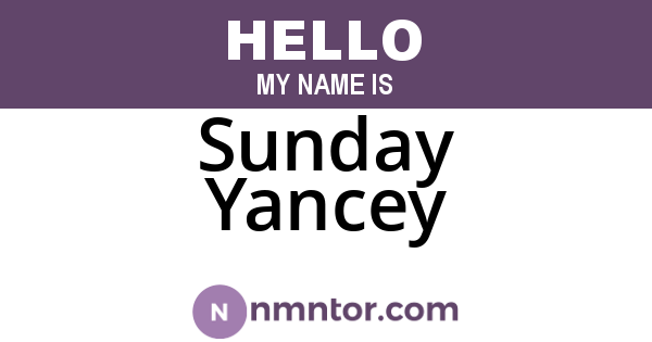 Sunday Yancey