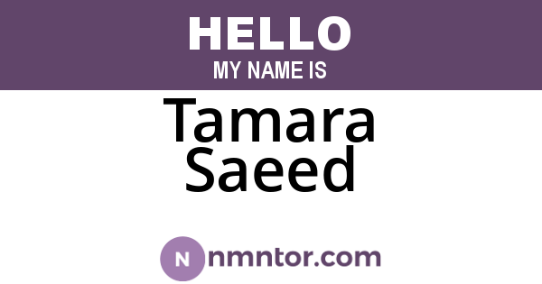 Tamara Saeed