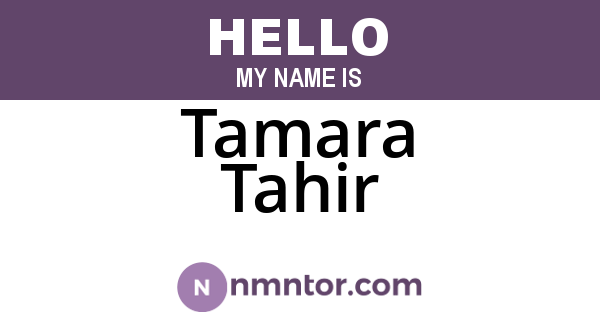 Tamara Tahir