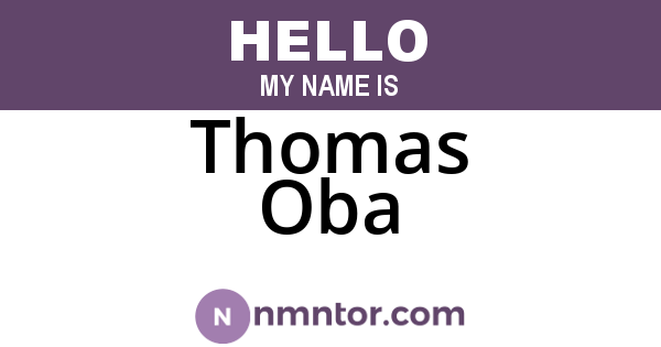 Thomas Oba