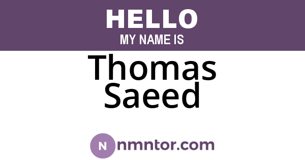 Thomas Saeed