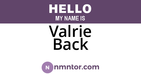 Valrie Back
