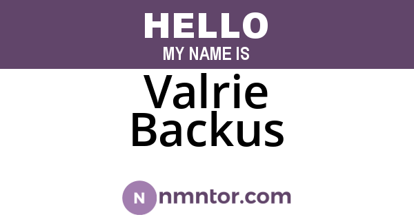 Valrie Backus