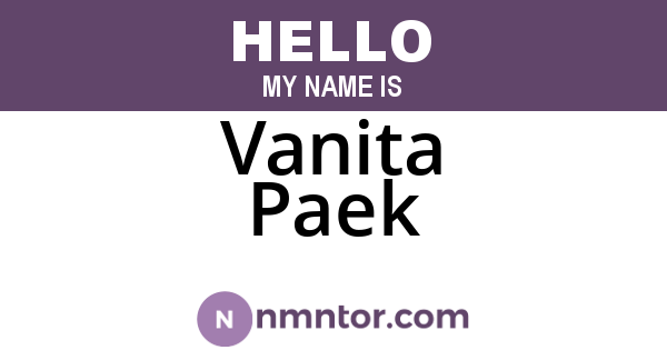Vanita Paek