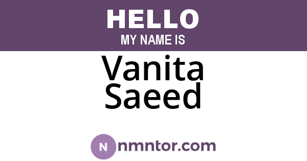 Vanita Saeed