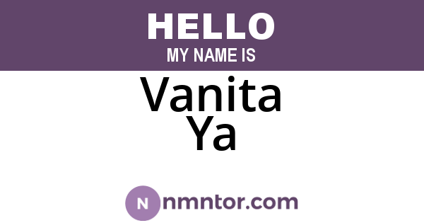 Vanita Ya
