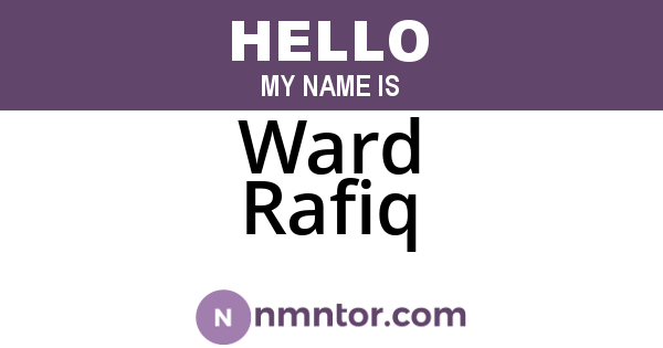 Ward Rafiq