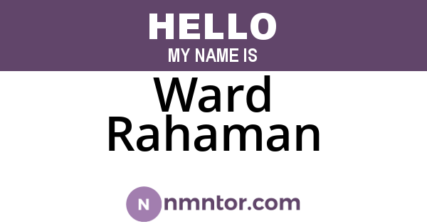 Ward Rahaman