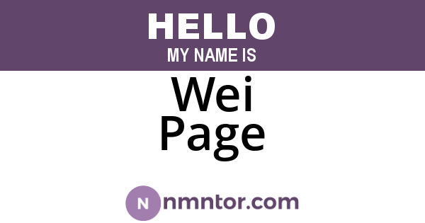Wei Page