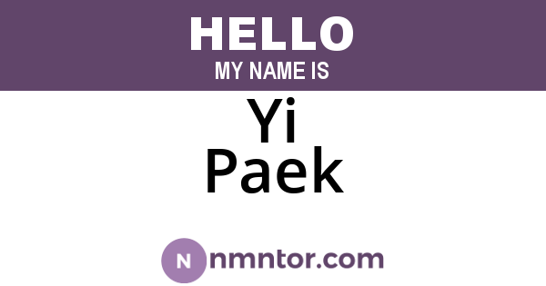 Yi Paek