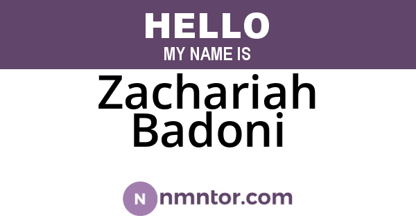 Zachariah Badoni