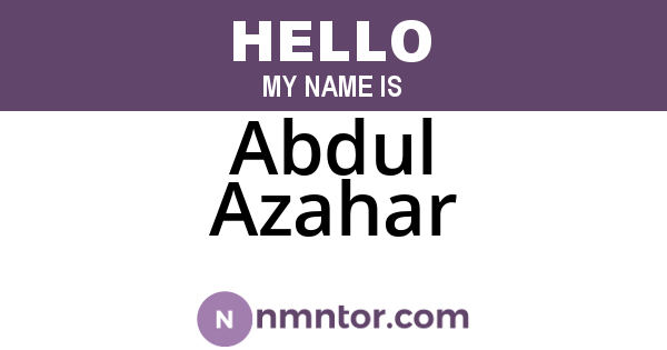 Abdul Azahar