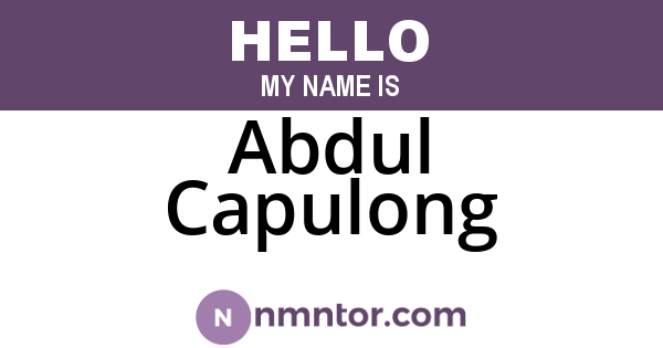 Abdul Capulong