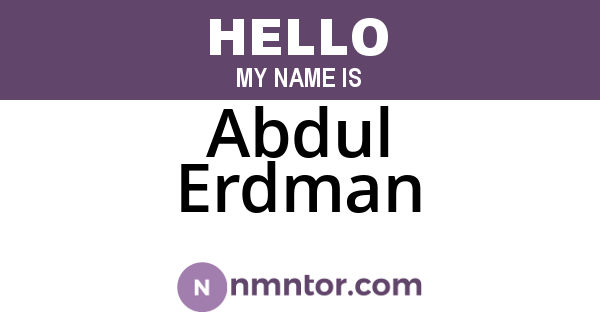 Abdul Erdman