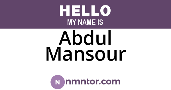 Abdul Mansour
