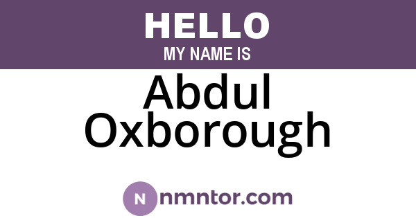 Abdul Oxborough