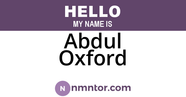 Abdul Oxford