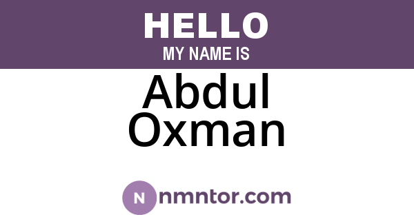 Abdul Oxman