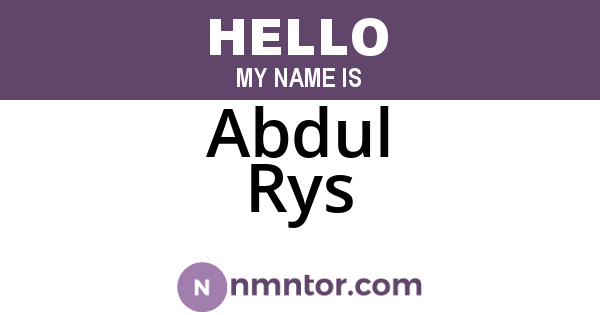 Abdul Rys