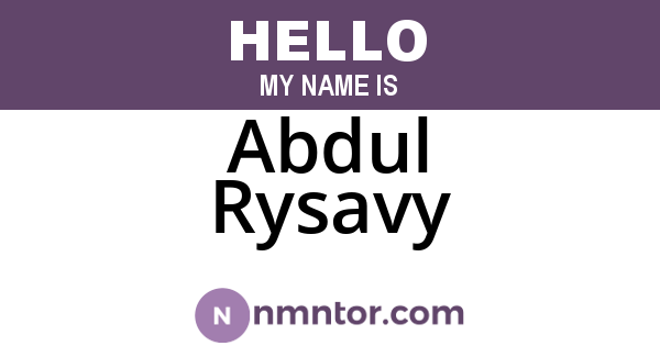 Abdul Rysavy