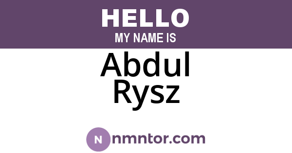 Abdul Rysz
