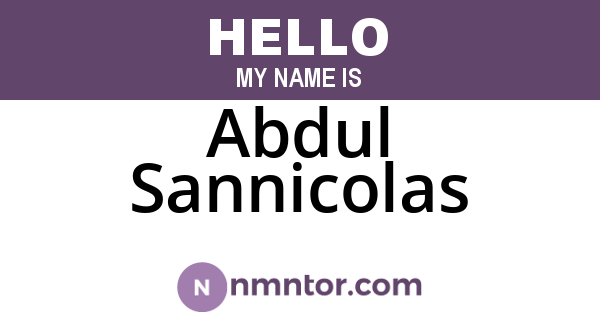 Abdul Sannicolas