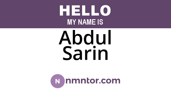 Abdul Sarin