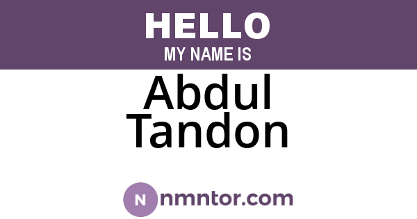 Abdul Tandon