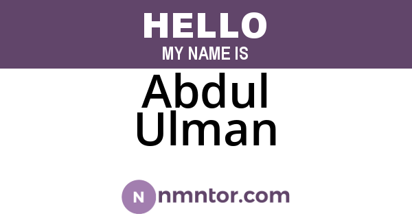 Abdul Ulman