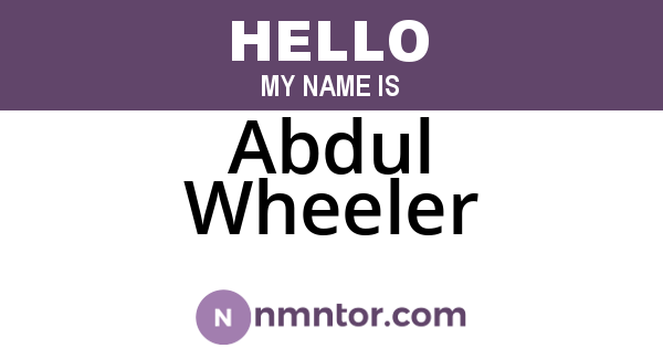 Abdul Wheeler