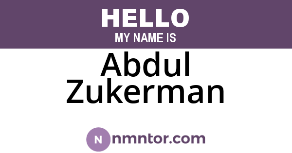 Abdul Zukerman